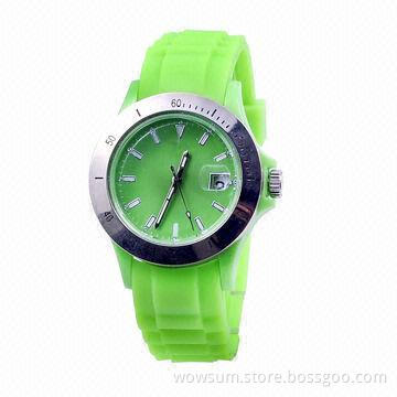 Silicone Watch with Calendar, Customized Printing and Colors are Accepted